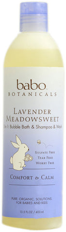 Babo Botanicals - 3-in-1 Bubble Bath and Shampoo and Wash Lavender Meadowsweet