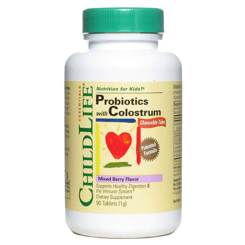 ChildLife Essentials - Probiotics plus Colostrum Mixed Berry - 90 Chewable Tablets