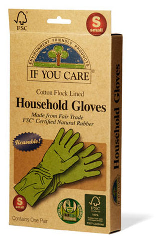 If You Care - Household Gloves Latex Cotton Flock Lined Small