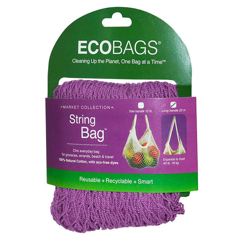 ECO-BAGS - Natural Cotton String Bag Long Handle Raspberry