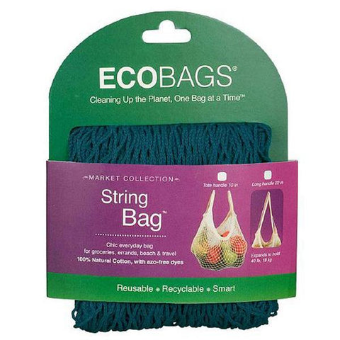 ECO-BAGS - Natural Cotton String Bag Tote Handle Storm Blue