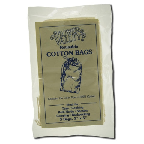 FLOWER VALLEY - Reusable Cotton Teabags - 3 Bags (3" x 5" Each)