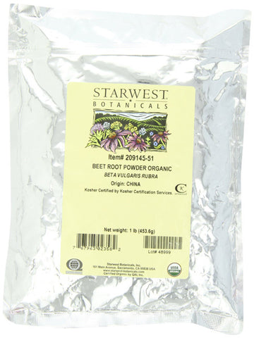 STARWEST BOTANICALS - Organic Beet Root Powder - 1 Lbs. (453.6 g)