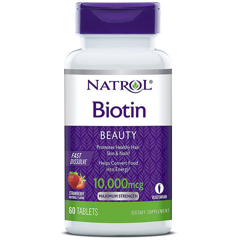 NATROL - Biotin 10000 mcg Fast Dissolve Natural Strawberry