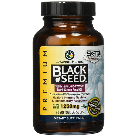 AMAZING HERBS - Premium Black Seed Oil 1250mg Softgels