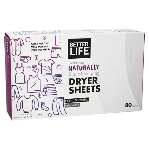 BETTER LIFE - Naturally Static Stomping Dryer Sheets Fabric Softening Unscented