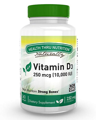 HEALTH THRU NUTRITION - Vitamin D3 250mcg 10,000 IU