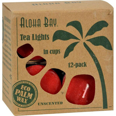 ALOHA BAY - Palm Wax Unscented Tea Lights Red