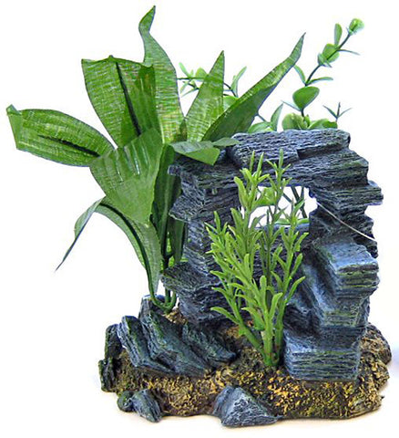 Blue Ribbon - Resin Ornament Rock Arch With Plants Small
