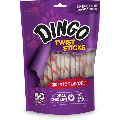 DINGO - Twist Sticks Rawhide Chews with Chicken