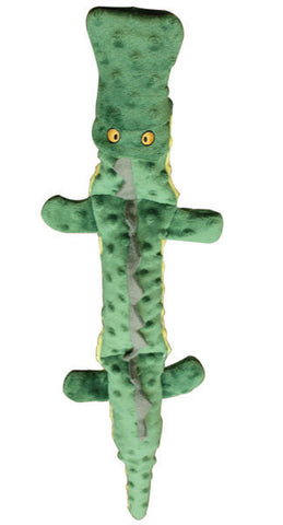 SKINNEEEZ - Extreme 3 Squeaker Stuffing Free Dog Toy Crocodile Green