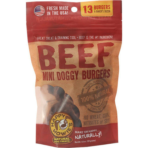 HAPPY HOWIE'S - Mini Doggie Beef Burgers Dog Treats (13 Count)