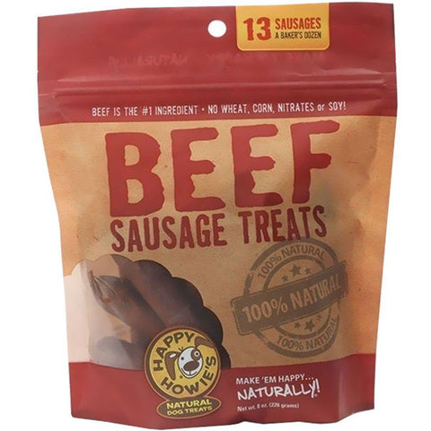 HAPPY HOWIE'S - 4 In. Beef Sausage Dog Treats Bakers Dozen (13 Count)