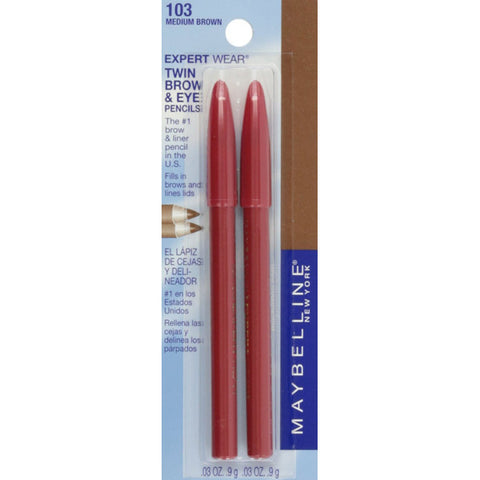 MAYBELLINE - Expert Wear Twin Brow and Eye Pencils 103 Medium Brown