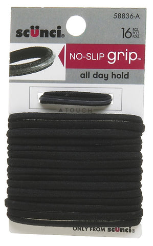 SCUNCI - No Slip Elastics Black Hair Bands