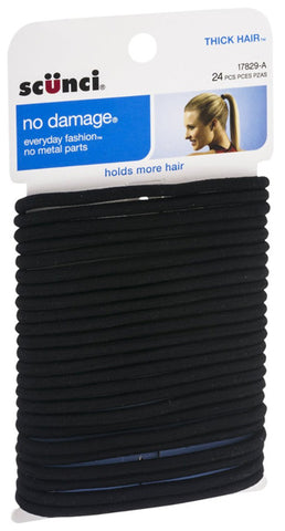 SCUNCI - No Damage Thick Hair Elastics Black 5 mm