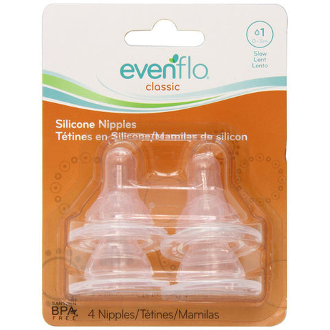EVENFLO FEEDING - Classic Nipples Silicone Slow Flow 1