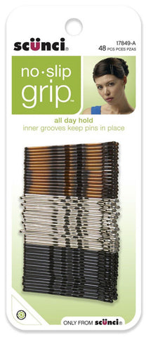 SCUNCI - No-Slip Grip Bobby Pins Brown