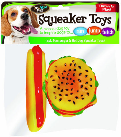 BOW WOW - Hamburger and Hotdog Vinyl Squeaker Toys
