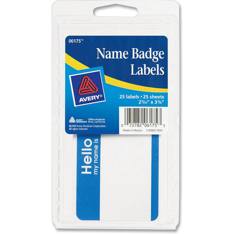 AVERY - Self-Adhesive Name Badge Labels with Blue Border, 2-3/16" x 3-3/8"