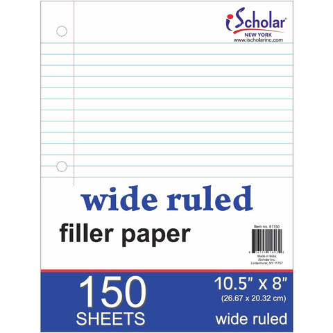 iSCHOLAR - Wide Ruled Filler Paper, White