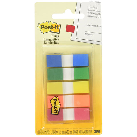 POST-IT - Flags with On-the-Go Dispenser, Assorted Colors, 1/2-Inch Wide