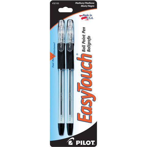 EASY TOUCH - Ball Point Stick Pens, Medium Point, Black Ink