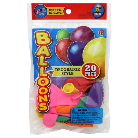 JA-RU - Round Decorator Style Balloons 5.75 x 9 inch