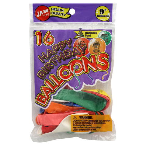 JA-RU - Balloons, Happy Birthday, 9 Inch