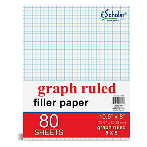 iSCHOLAR - Quad Filler Paper, 5 Squares per Inch, 10.5 x 8 Inches