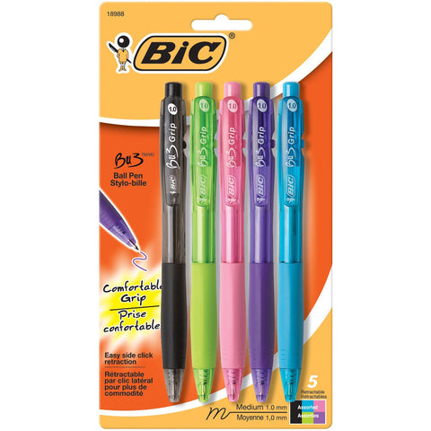 BIC - BU3 Retractable Ball Pen, Medium Point (1.0 mm), Assorted Colors