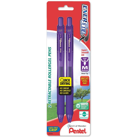 ENERGEL-X - Retractable Liquid Gel Pen 0.7mm, Metal Tip, Medium, Violet Ink