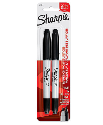 SHARPIE - Twin Tip Permanent Markers, Fine and Ultra Fine, Black