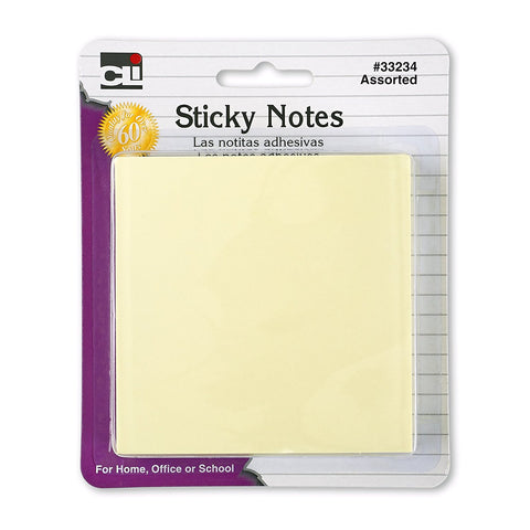 CLI - Sticky Notes, 3 x 3 inches, Assorted Pastel Colors