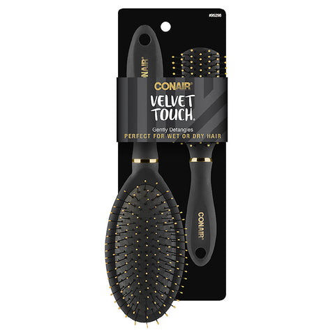 CONAIR - Velvet Touch Detangling Brushes Mid-Size Black