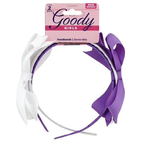 GOODY - Girls Grosgrain Bow Headbands White and Purple